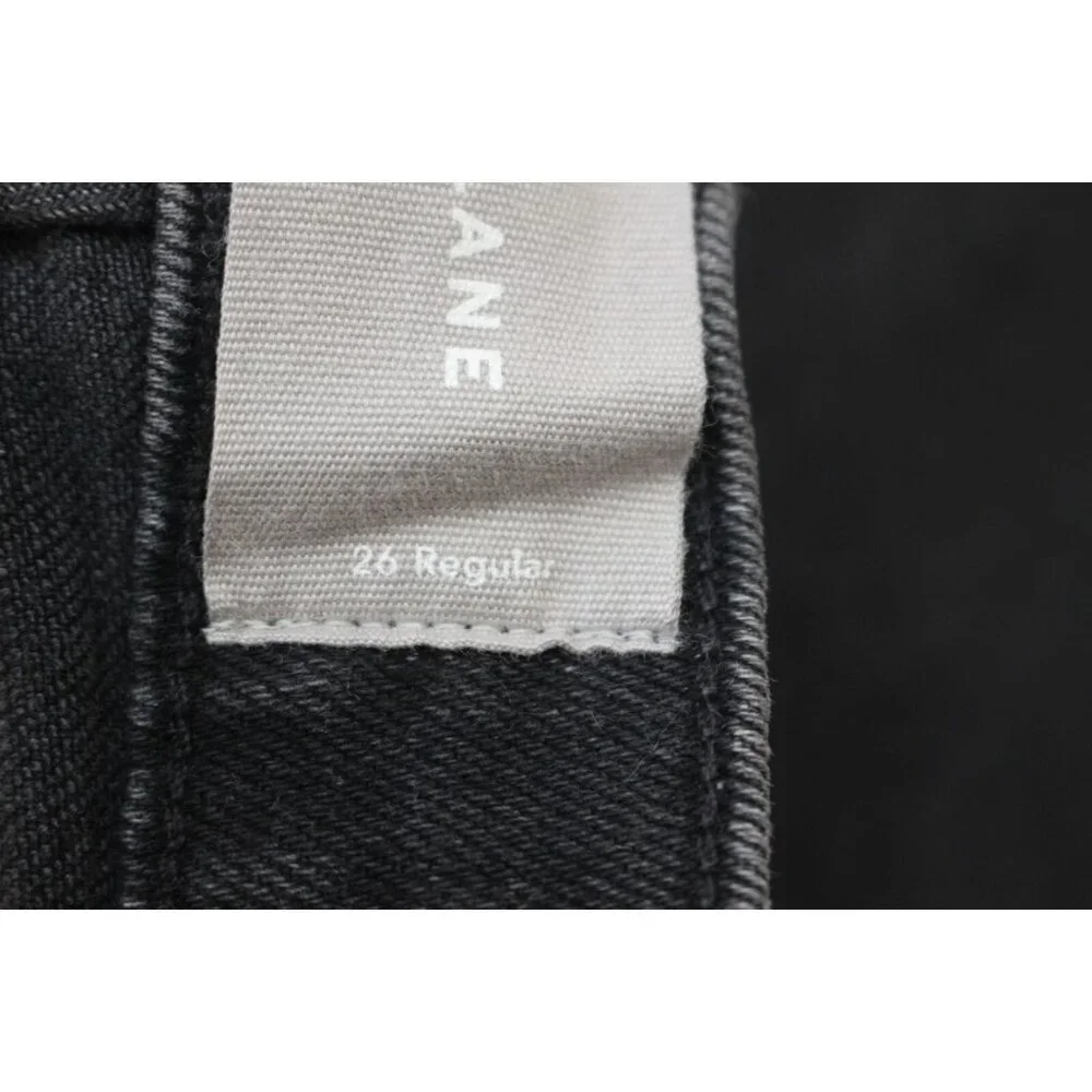 Everlane Black High Rise Kick Boot Cut Raw Hem Crop Jeans Size 26R